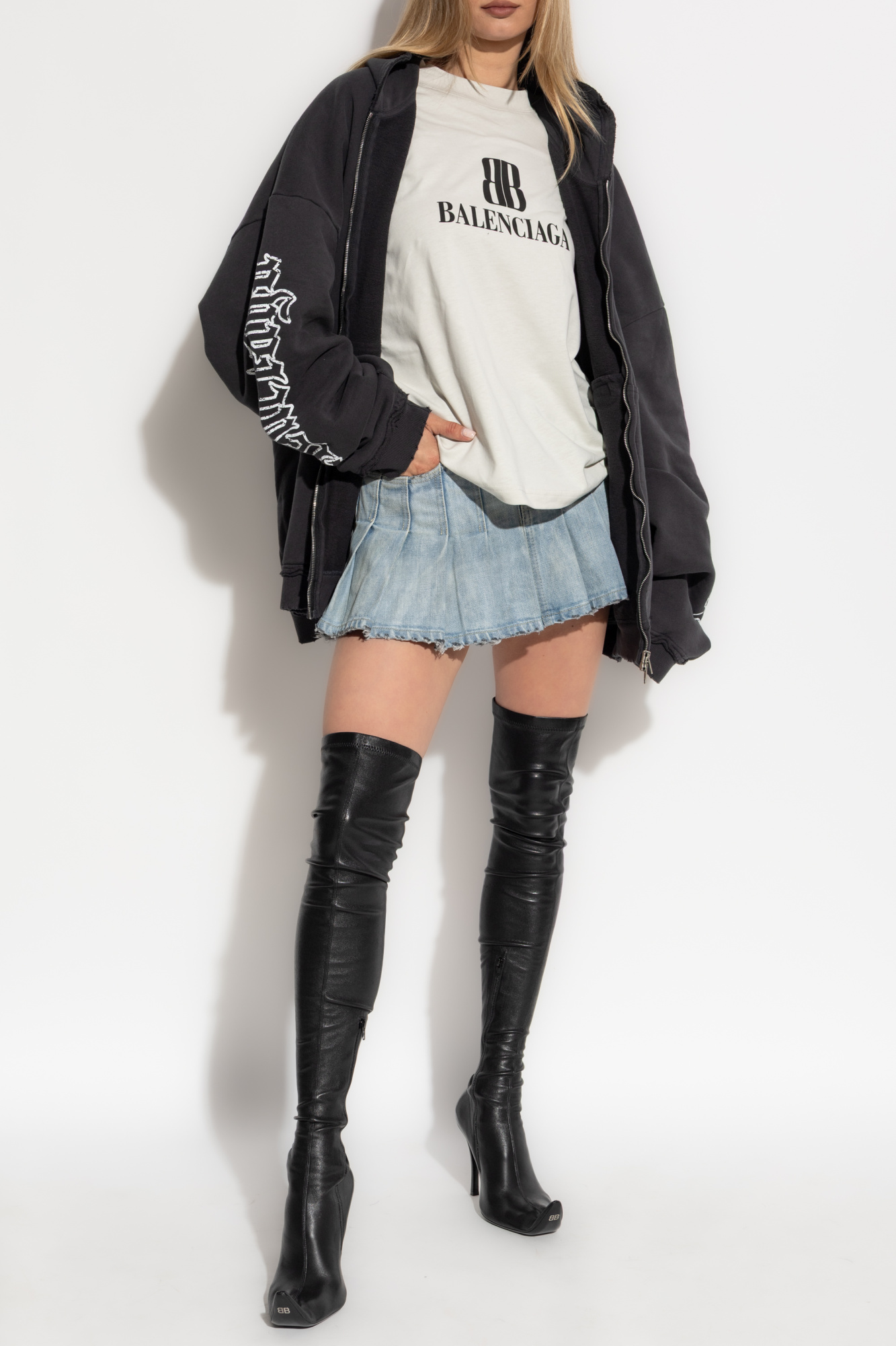 Blue Pleated denim skirt Balenciaga - Vitkac AS